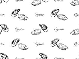 Oyster cartoon character seamless pattern on white background vector
