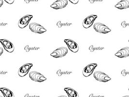 Oyster cartoon character seamless pattern on white background vector