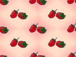 Strawberry cartoon character seamless pattern on pink background vector