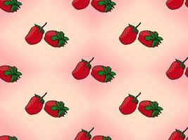 Strawberry cartoon character seamless pattern on pink background vector