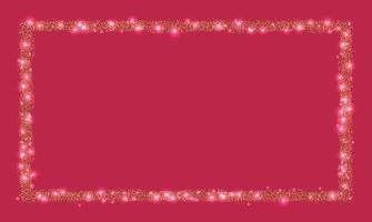 Horizontal rectangle glitter Golden frame viva magenta vector