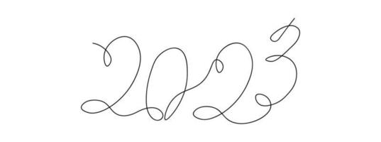 2023 continuous line hand drawn drawing vector