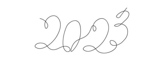 2023 continuous line hand drawn drawing vector