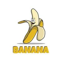 Cute banana cartoon character with text banana vector