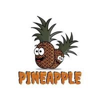 Cute pineapple cartoon character with text pineapple ,vector illustration vector