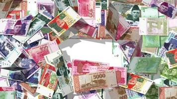 Pakistani Currency Notes Reveal from Center, Rupees 3D Rendering, Chroma Key, Luma Matte Selection of Notes video