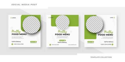 banner de menú de comida saludable publicación en redes sociales. vector