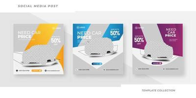 Modern and elegant car rent and sell banner bundle set vector