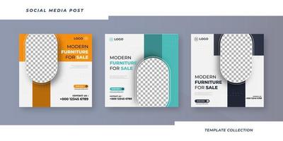 Modern furniture sale instagram post collection social media post template design Pro Vector