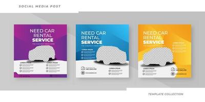 alquilar y comprar auto para publicación en redes sociales elegante banner vector template pro vector