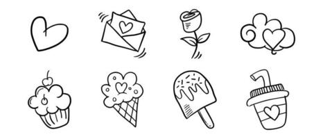 doodle love and food, vector illustration.