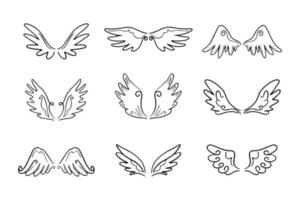 Sketch angel wings. Angel feather wing. Vector illustration.