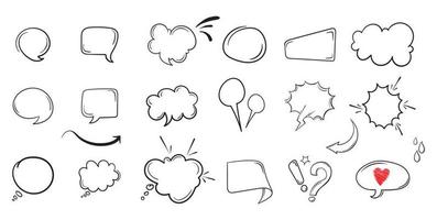 hand drawn comic speech bubble collection vector