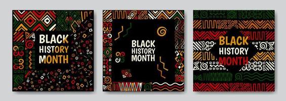 set of Abstract black history month backgrounds with patterns vector