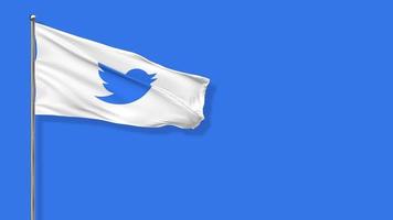 Twitter-Flagge weht im Wind, 3D-Rendering, Chroma-Key, Luma-Matte-Auswahl video