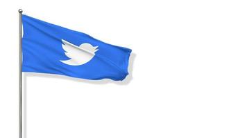 Twitter flagga vinka i de vind, 3d tolkning, krom nyckel, luma matt urval video