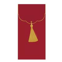 Chinese reward, angpao. Chinese new year and Lunar new year festival. A red envelope with a gold seal and a tassel. Vector illustration. isolated on a white background.