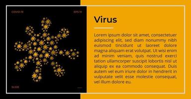 banner de virus creativo, vector de plantilla de póster con color negro y amarillo