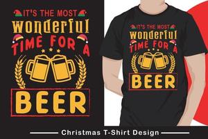 it's the most wonderful time for a beer Christmas tshirt design Pro Vector