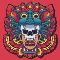 Adorno de máscara azteca vector
