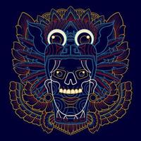 contorno de la máscara azteca vector