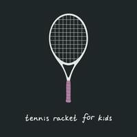 Flat vector illustration in childish style. Hand drawn tennis racket for kids.