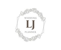 colección de logotipos de monograma de boda con letras iniciales de lj, plantillas florales y minimalistas modernas dibujadas a mano para tarjetas de invitación, guardar la fecha, identidad elegante para restaurante, boutique, café en vector