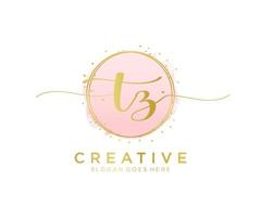 Initial TZ feminine logo. Usable for Nature, Salon, Spa, Cosmetic and Beauty Logos. Flat Vector Logo Design Template Element.