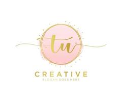 Initial TU feminine logo. Usable for Nature, Salon, Spa, Cosmetic and Beauty Logos. Flat Vector Logo Design Template Element.
