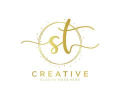 Initial ST feminine logo. Usable for Nature, Salon, Spa, Cosmetic and Beauty Logos. Flat Vector Logo Design Template Element.