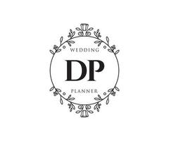 colección de logotipos de monograma de boda con letras iniciales de dp, plantillas florales y minimalistas modernas dibujadas a mano para tarjetas de invitación, guardar la fecha, identidad elegante para restaurante, boutique, café en vector