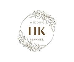 HK Initials letter Wedding monogram logos collection, hand drawn modern minimalistic and floral templates for Invitation cards, Save the Date, elegant identity for restaurant, boutique, cafe in vector