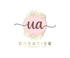 Initial UA feminine logo. Usable for Nature, Salon, Spa, Cosmetic and Beauty Logos. Flat Vector Logo Design Template Element.