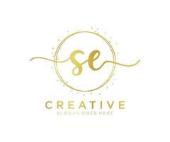 Initial SE feminine logo. Usable for Nature, Salon, Spa, Cosmetic and Beauty Logos. Flat Vector Logo Design Template Element.