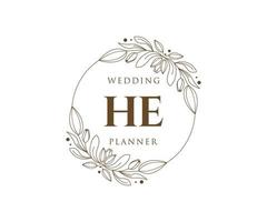 colección de logotipos de monograma de boda con letras iniciales, plantillas florales y minimalistas modernas dibujadas a mano para tarjetas de invitación, guardar la fecha, identidad elegante para restaurante, boutique, café en vector