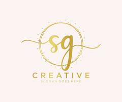 Initial SG feminine logo. Usable for Nature, Salon, Spa, Cosmetic and Beauty Logos. Flat Vector Logo Design Template Element.
