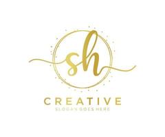 Initial SH feminine logo. Usable for Nature, Salon, Spa, Cosmetic and Beauty Logos. Flat Vector Logo Design Template Element.