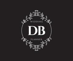 colección de logotipos de monograma de boda con letras iniciales de db, plantillas florales y minimalistas modernas dibujadas a mano para tarjetas de invitación, guardar la fecha, identidad elegante para restaurante, boutique, café en vector