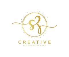 Initial SZ feminine logo. Usable for Nature, Salon, Spa, Cosmetic and Beauty Logos. Flat Vector Logo Design Template Element.