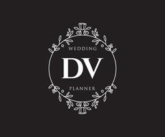 colección de logotipos de monograma de boda con letras iniciales dv, plantillas florales y minimalistas modernas dibujadas a mano para tarjetas de invitación, guardar la fecha, identidad elegante para restaurante, boutique, café en vector