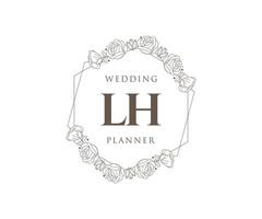 colección de logotipos de monograma de boda con letras iniciales lh, plantillas florales y minimalistas modernas dibujadas a mano para tarjetas de invitación, guardar la fecha, identidad elegante para restaurante, boutique, café en vector