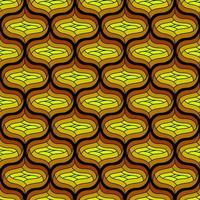 BLACK SEAMLESS VECTOR BACKGROUND IN ART DECO STYLE WITH YELLOW AND ORANGE ABSTRACT ELEMENTS