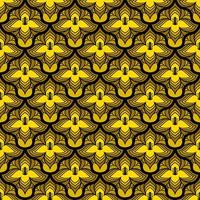 BLACK SEAMLESS VECTOR ART NOUVEAU BACKGROUND WITH YELLOW FLOWERS