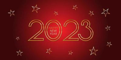 Happy New Year banner with gold stars and numbers vector
