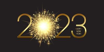 Happy New Year banner with golden firework design vector