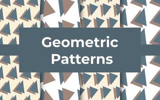 Set Of Geometric Pattern With Triangles, Blue And Brown Minimalistic Vector Illustration