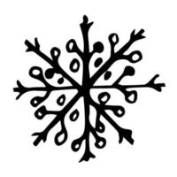 Doodle hand drawn vector snowflake illustration. Clip art isolated on white background. High quality illustration for decoration, Christmas home decor, print, postcards.