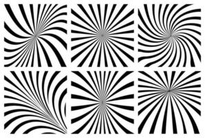Set of black and white sunburst comic background vector