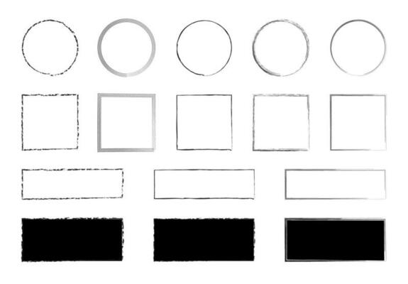 Isolated grunge brush border frames collection set