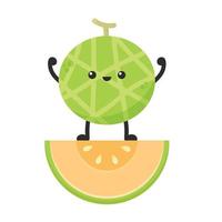 Melon character design. melon on white background. Melon cartoon. vector